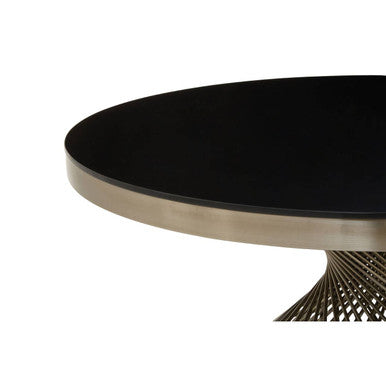 Orsina Anzio Round Black Glass Coffee Table with Silver Stainless Base