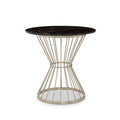 Orsina Anzio Round Black Marble Dining Table with Silver Hourglass Base