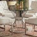 Orsina Anzio Round Glass Dining Table – Silver Stainless Steel Base