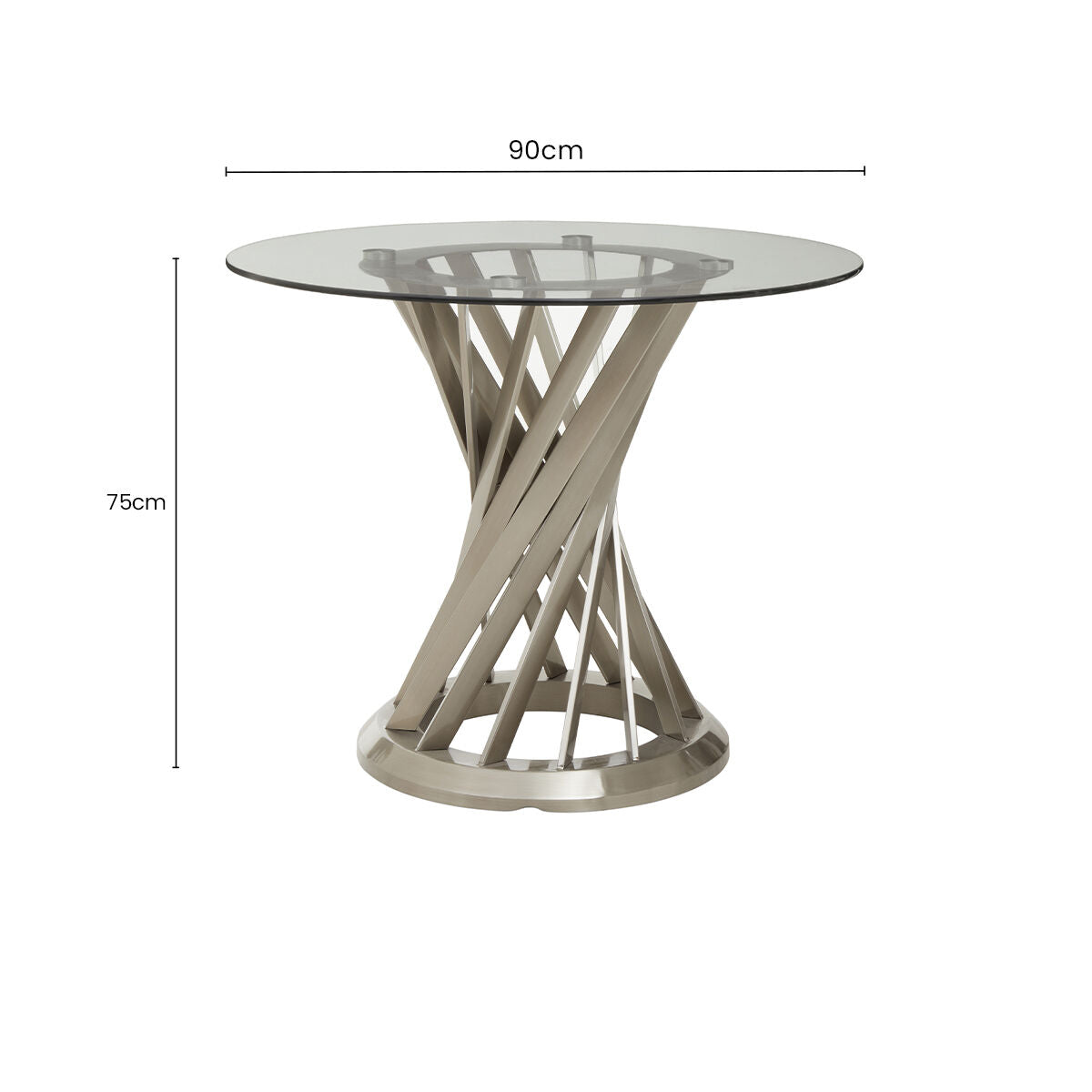Orsina Anzio Round Glass Dining Table with Silver Hourglass Base