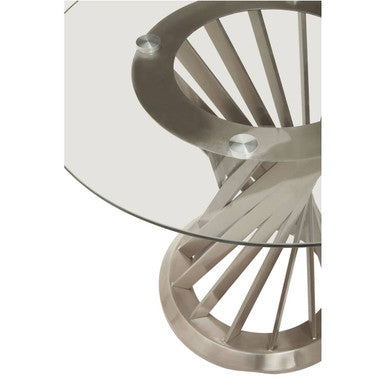 Orsina Anzio Round Glass Dining Table with Silver Hourglass Base