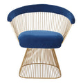 Orsina Anzio Navy Blue Velvet Accent Chair with Brushed Gold Frame