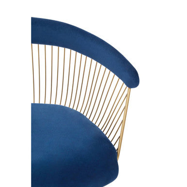 Orsina Anzio Navy Blue Velvet Accent Chair with Brushed Gold Frame