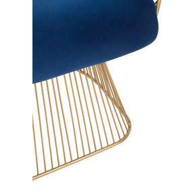 Orsina Anzio Navy Blue Velvet Accent Chair with Brushed Gold Frame
