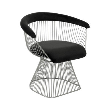 Orsina Anzio Accent Chair | Black Velvet & Brushed Silver Steel