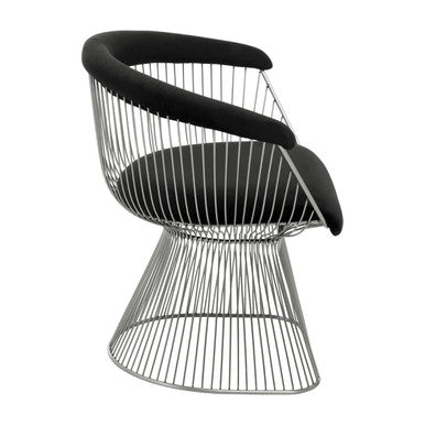 Orsina Anzio Accent Chair | Black Velvet & Brushed Silver Steel