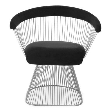 Orsina Anzio Accent Chair | Black Velvet & Brushed Silver Steel