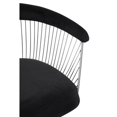 Orsina Anzio Accent Chair | Black Velvet & Brushed Silver Steel