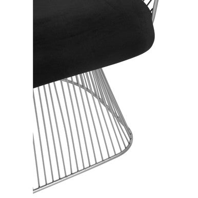 Orsina Anzio Accent Chair | Black Velvet & Brushed Silver Steel