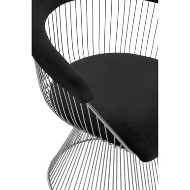 Orsina Anzio Accent Chair | Black Velvet & Brushed Silver Steel