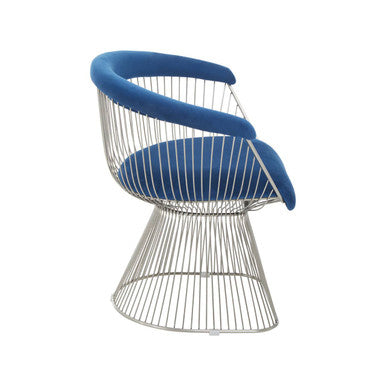 Orsina Anzio Navy Velvet Accent Chair | Brushed Silver Hourglass Frame