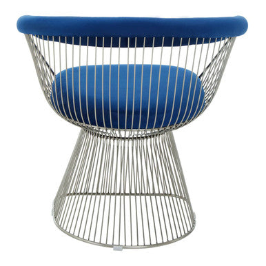 Orsina Anzio Navy Velvet Accent Chair | Brushed Silver Hourglass Frame