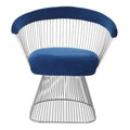 Orsina Anzio Navy Velvet Accent Chair | Brushed Silver Hourglass Frame