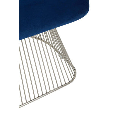 Orsina Anzio Navy Velvet Accent Chair | Brushed Silver Hourglass Frame