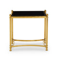 Orsina Ackley Gold Side Table – Black Glass Top Stainless Steel Base