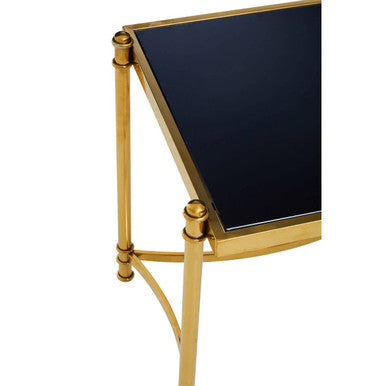 Orsina Ackley Gold Side Table – Black Glass Top Stainless Steel Base