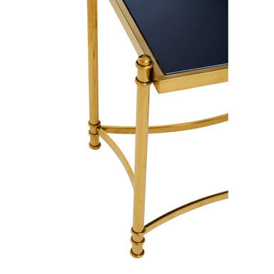 Orsina Ackley Gold Side Table – Black Glass Top Stainless Steel Base