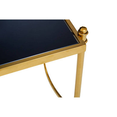 Orsina Ackley Gold Side Table – Black Glass Top Stainless Steel Base