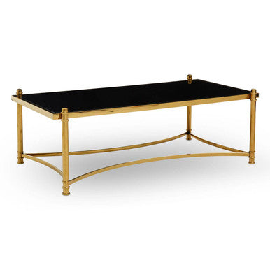 Orsina Ackley Gold Coffee Table | Black Glass Top & Stainless Steel
