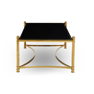 Orsina Ackley Gold Coffee Table | Black Glass Top & Stainless Steel