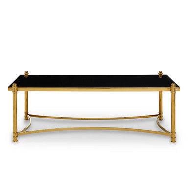 Orsina Ackley Gold Coffee Table | Black Glass Top & Stainless Steel