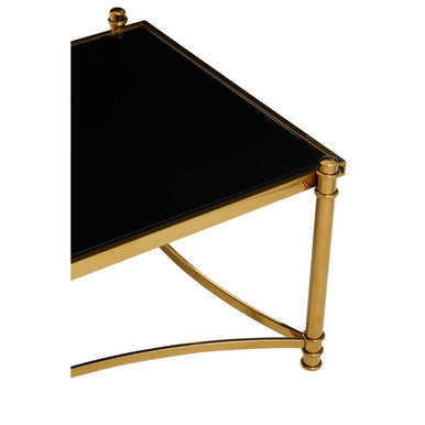 Orsina Ackley Gold Coffee Table | Black Glass Top & Stainless Steel