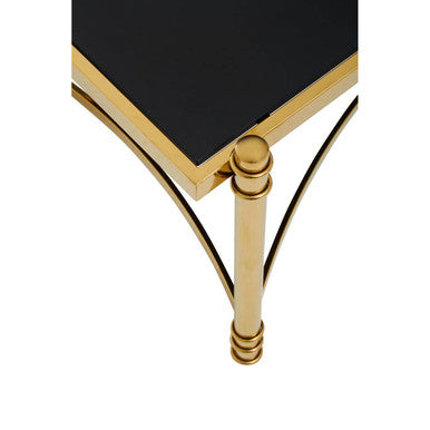 Orsina Ackley Gold Coffee Table | Black Glass Top & Stainless Steel