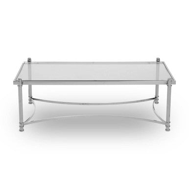 Orsina Ackley Rectangular Glass Coffee Table – Silver Stainless Steel
