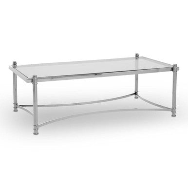 Orsina Ackley Rectangular Glass Coffee Table – Silver Stainless Steel
