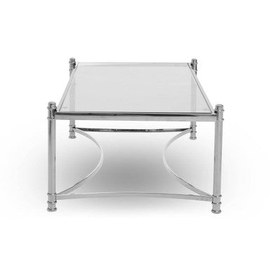 Orsina Ackley Rectangular Glass Coffee Table – Silver Stainless Steel