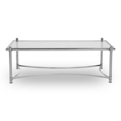Orsina Ackley Rectangular Glass Coffee Table – Silver Stainless Steel