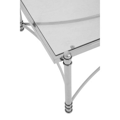 Orsina Ackley Rectangular Glass Coffee Table – Silver Stainless Steel