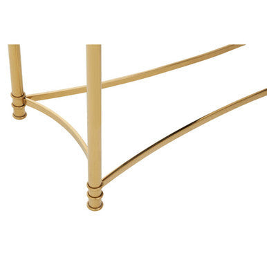 Orsina Ackley Gold Console Table with Black Glass Top - 60 Inch
