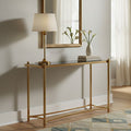 Orsina Ackley Gold Console Table with Black Glass Top - 60 Inch