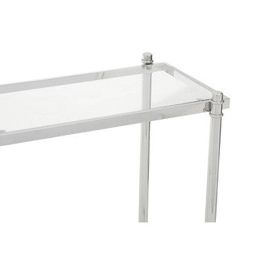 Orsina Ackley Console Table | Silver Stainless Steel & Clear Glass