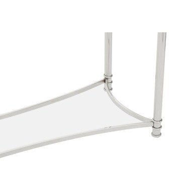 Orsina Ackley Console Table | Silver Stainless Steel & Clear Glass