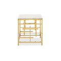 Orsina Aprilia White Marble Side Table | Gold Geometric Square Base