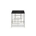 Orsina Aprilia Black Marble Side Table | Silver Geometric Base