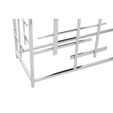 Orsina Aprilia Black Marble Console Table | Silver Geometric Base