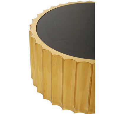 Orsina Alvaro Round Coffee Table | Black Glass and Titanium Base