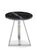Orsina Alvaro Round Black Marble Side Table with Silver Sledge Base