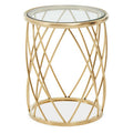 Orsina Ackley Round Gold Side Table | Clear Glass Top Accent Table