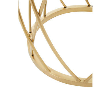 Orsina Ackley Round Gold Side Table | Clear Glass Top Accent Table