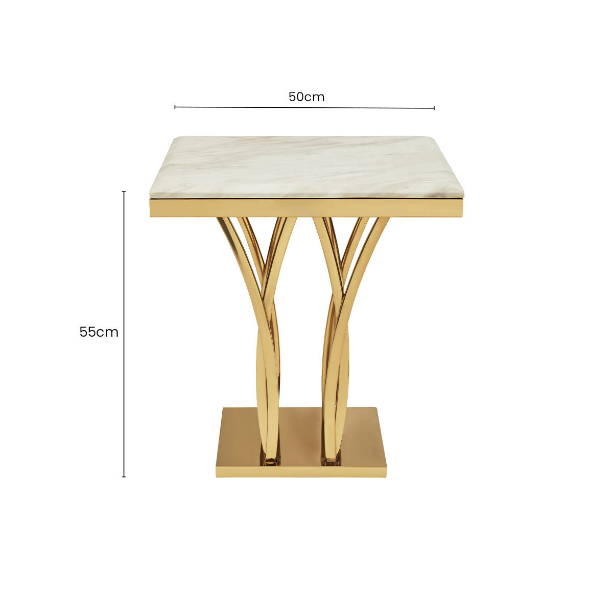 Orsina Arenza White Marble Side Table with Gold Sculptural Base