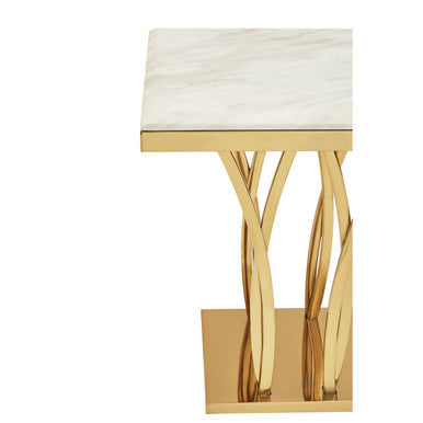 Orsina Arenza White Marble Side Table with Gold Sculptural Base