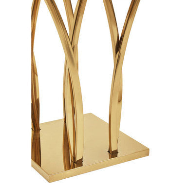 Orsina Arenza White Marble Side Table with Gold Sculptural Base