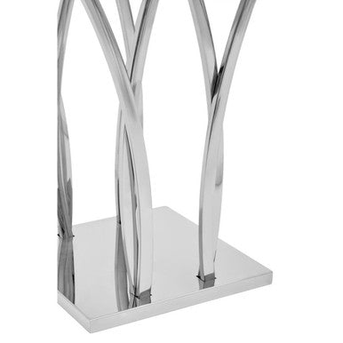 Orsina Arenza Black Marble Side Table with Silver Sculptural Base