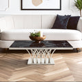 Orsina Arenza Black Marble Coffee Table with Rectangular Silver Base