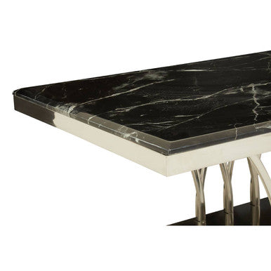 Orsina Arenza Black Marble Coffee Table with Rectangular Silver Base