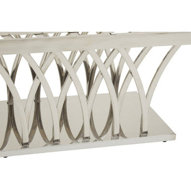 Orsina Arenza Black Marble Coffee Table with Rectangular Silver Base